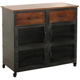 MCW Werkstattwagen 2 Schubladen Metall Holz 90x100x40cm Schwarz/Braun