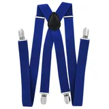 axy Hosenträger Herren Hosenträger 4 Stabile Clips X-Form 2,5cm Breit verstellbar und elastisch 120cm Lang blau