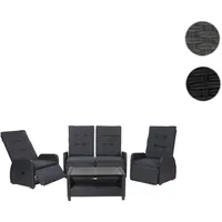 Garnitur HWC-J35, Lounge-Set Sitzgruppe Sofa, Spun Poly halbrundes Poly-Rattan ~ anthrazit, Kissen anthrazit