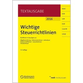 Nwb Verlag Wichtige Steuerrichtlinien