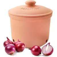 Römertopf Zwiebeltopf MAXI Terrakotta, 2,8 Liter, Ø 21 Cm, Belüfteter Keramik-Vo