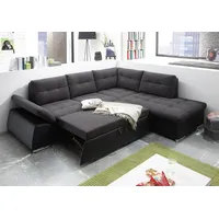 ED EXCITING DESIGN Ecksofa JAKARTA mit Bettfunktion, Kopfstützen, Nierenkissen etc. schwarz