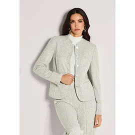 Madeleine Eleganter Businessblazer mit Stehkragen in steingrau / wollweiß), | Gr.: 42