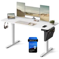 Songmics Höhenverstellbarer Schreibtisch 140 x 60 cm Wolkenweiß