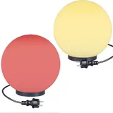 H4L RGB Kugelleuchten Kugellampen 2er Set Ø 30/30cm Außemleuchte Garten Lampe LED - Weiß