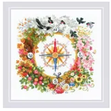 Riolis 1881 COUNTED CROSS STITCH COMPASS Kreuzstich Set, Mehrfarbig, 30x30cm