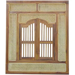 SIT Möbel Wand-Spiegel mit 2 Flügeltüren und Rattan-Geflecht | rechteckig | Rahmen Mango-Holz natur | B80xT4xH90cm | 05357-01 |Serie RATTAN