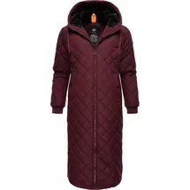 Ragwear Damen, Wintermantel Warmer Steppmantel extralang mit Kapuze Niran Wine Red Gr. XS - XS