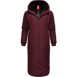 Ragwear Damen, Wintermantel Warmer Steppmantel extralang mit Kapuze Niran Wine Red Gr. XS - XS