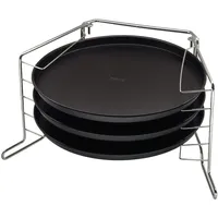 Zenker Pizzaset 4-teilig, 3 x Pizzablech mit Ständer, Pizzabackblech,