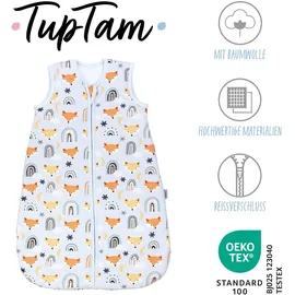 TupTam Baby Schlafsack 2.5 TOG – Warmer Winter Schlafsack Baby, OEKO-TEX, Ärmellos, Wattiert" Gr. 56, orange Fuchs regenbogen umstülpbarer fuß), Größe: 56-62