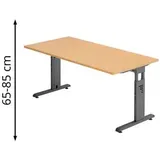 Hammerbacher OS 16 höhenverstellbarer Schreibtisch buche rechteckig, C-Fuß-Gestell grau 160,0 x 80,0 cm