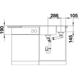 Blanco Axia III 6 S-F links Flächenbündig vulkangrau Excenterbetätigung 990 x 500 mm