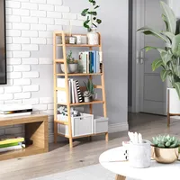 Homcom Bambusregal, 4-stöckig, Badezimmer-leiterregal, Bücherregal, Schuhregal, 48 X 31,5 X 120 Cm