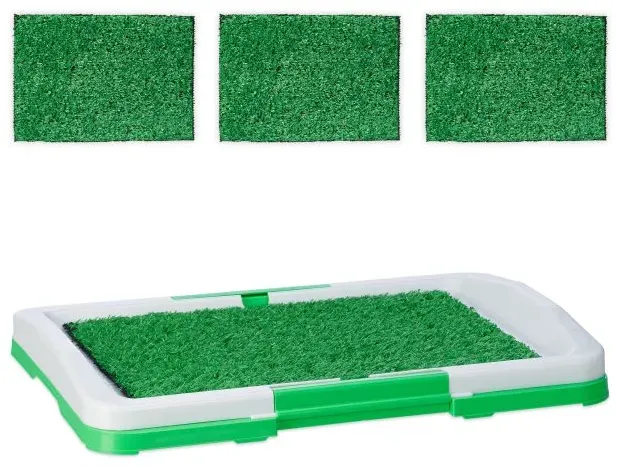 Relaxdays Hundeklo mit Rasen Weiß,Grün