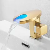 Sjqka - LED-Waschtischarmatur, Badezimmer-Wasserhahn, Messing-Waschtischarmatur, Deckmontage, Waschbecken-Wasserhahn, Waschbecken-Wasserhahn mit