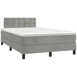 vidaXL Boxspringbett mit Matratze Hellgrau 120x200 cm Samt