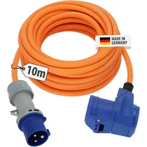 Brennenstuhl Camping CEE-Verlängerungskabel mit CEE-Stecker und Winkelkupplung inkl. Schutzkontakt-Kombisteckdose mit LED Spannungsanzeige (10m, orange