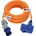 Camping CEE-Verlängerungskabel CEE-Stecker und Winkelkupplung inkl Schutzkontakt-Kombisteckdose LED Spannungsanzeige 10m orange