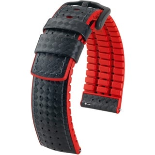 HIRSCH Herren Performance Uhrenarmband Modell Ayrton 22 mm Schwarz/rot