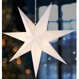 Brubaker 60 cm Papier Weihnachtsstern zum Aufhängen - Fenster Adventsstern - 3D Papierstern mit E14 Fassung - Hängende Weihnachtsdeko Leuchtstern mit 3,5 m Kabel - Weiß