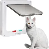 Hegnuth Katzenklappe Hundeklappe Innentür 4 Wege Magnet-Verschluss, für Katzen ,Hunde Hundetür Katzentür Haustierklappe , Installieren Leicht und wetterfeste (L-23,5*25*5,5cm, weiß)