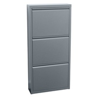 ebuy24 Schuhschrank Pisa Schuhschrank mit 3 Klappen/Türen in Metall gr grau