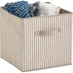 Aufbewahrungsbox ZELLER PRESENT "Stripes", beige (natur), Maße(B/T/H):(31/31/31)(B/T/H):(31/31/31), Aufbewahrungsboxen, faltbar, Vlies, beige