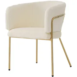 Merax Freizeitstuhl, einzeln, Ankleide Stuhl, Wohnzimmer und Schlafzimmer, leichter Luxus, Esszimmerstuhl, mit vier Stützbeinen aus Metall, beige