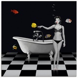 Artland Glasbild »Ein Badezimmer für Fische«, Frau, (1 St.), in verschiedenen Größen, schwarz
