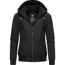 Ragwear Damen warme wasserdichte Winterjacke Outdoorjacke mit Kapuze Nuggie Melange Black Gr. XS - XS