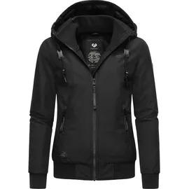 Ragwear Damen warme wasserdichte Winterjacke Outdoorjacke mit Kapuze Nuggie Melange Black Gr. XS - XS