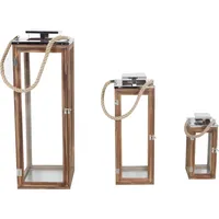 INDA-EXCLUSIV Inda-Exclusiv, 3er Set XXL Laternen-Set Windlicht Holz Gartenlaterne