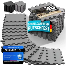 monzana Monzana® Bodenschutzmatten Fitness & Pool mit Randstücken 30 x 30 cm 3 qm rutschfest Eva-schaumstoff Puzzlematte Trainingsmatten Fitnessgeräte