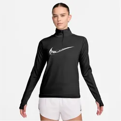 NIKE Swoosh 1/2-Zip Laufshirt Damen 010 - black/white XXL