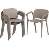 Outsunny Gartenstuhl 4er Set wetterfest Gartenstühle aus Kunststoff Stapelstuhl mit Armlehne Rückenlehne stapelbar Terrassenstuhl bis 120 kg
