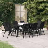 VidaXL 9-tlg. Garten-Essgruppe Schwarz