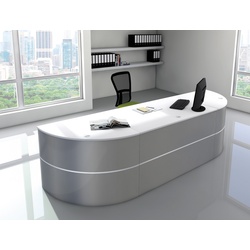 Büro Empfangstheke Pannua Weiß/Silber niedrig