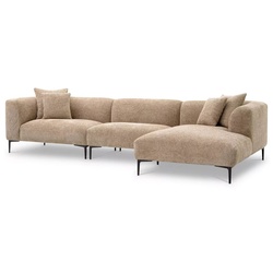 Casa Padrino Luxus Ecksofa Sandfarben / Schwarz 343,5 x 99-177 x H. 75 cm - Wohnzimmer Sofa mit 4 Kissen - Wohnzimmer Möbel - Wohnzimmer Einrichtung - Luxus Möbel - Luxus Einrichtung