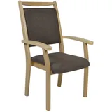 Devita Stuhl für Senioren Kerry mit Rückengriff Verschiedene Sitzhöhen Holzfarbe: Buche hell - Dekor: DB94 Microfaser Braun - Sitzhöhe: 46 cm Standard