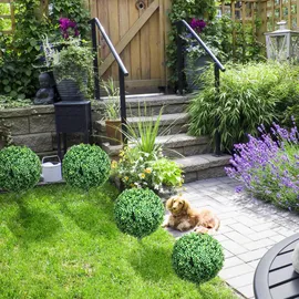 Homcom 2er-Set Künstlicher Buchsbaum groß 70 cm Kunstpflanze mit UV-Schutz, künstliche Pflanzen wie echt für Wohnzimmer Schlafzimmer Büro