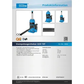 Güde Stempelwagenheber GSH 10T