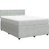 vidaXL Boxspringbett mit Matratze Hellgrau 140x200 cm Samt