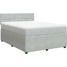 vidaXL Boxspringbett mit Matratze Hellgrau 140x200 cm Samt