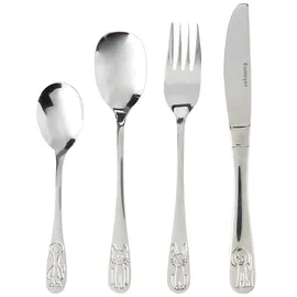 Esmeyer 4 tlg. Kinderbesteck Modell Bambino aus Edelstahl 18/0, poliert. Im weißen Karton., Silber, 20 x 17.5 x 2.5 cm