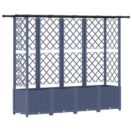 vidaXL Hochbeet mit Rankgitter und Dach 203 x 40 x 138 cm Grau