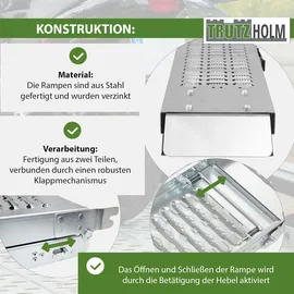 Trutzholm 1 x Auffahrrampe klappbar 189cm Tragkraft 200 kg Stahl grau geriffelt Verladerampe Rampe