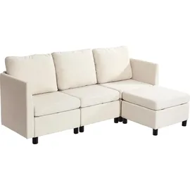 Vevor Eckcouch Baumwolle 3-Sitzer Beige