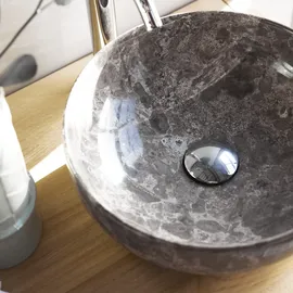 Tikamoon Rundes Marmorwaschbecken Pia light grey