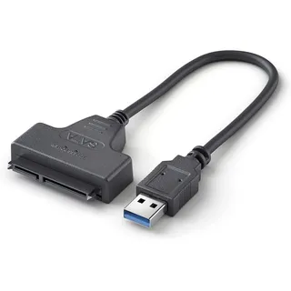 conecto conecto, USB 3.0 auf SATA Adapter, Konverter für 2.5 Zoll Festplatten/Laufwerke, SSD und HDD auf USB-A, UASP Unterstützung, 5 GB/s, 25cm, schwarz, SA-CC20032-V2, 25 cm